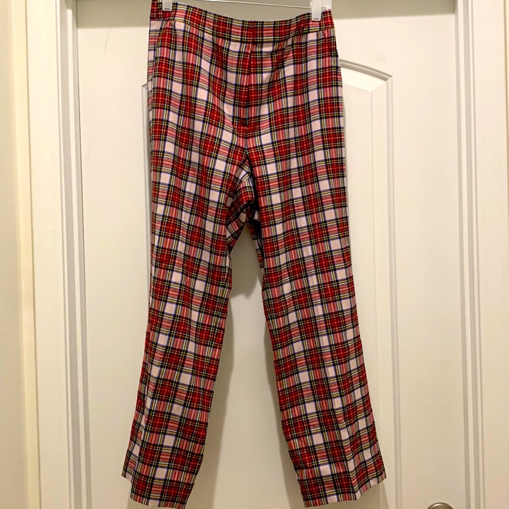 J. Crew Pull-on straight-leg bi-stretch wool pant in Snowy Stewart tartan